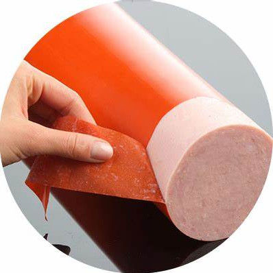 En plastique artificiel imprimable et personnalisé, boîtiers de saucisse, film d'emballage alimentaire