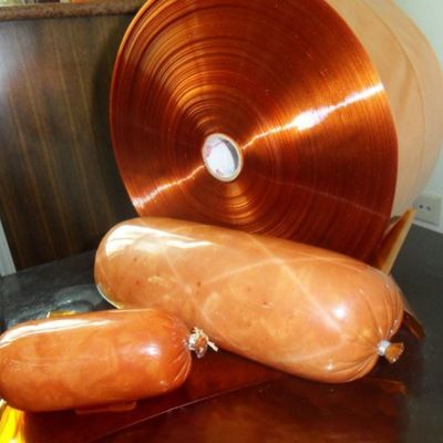 30-350 mm Largeur plate PVDC Film de boîtier de saucisse en plastique Résistant à la chaleur jusqu'à 90 °C Pour l'emballage de saucisse